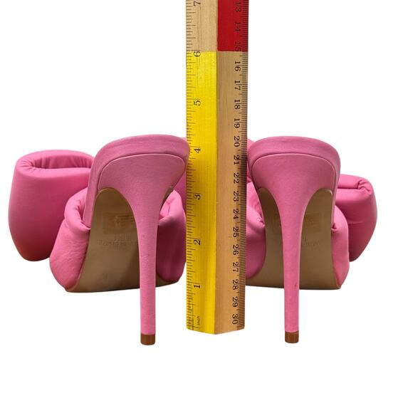 Steve Madden Indulge Pink Mule Heels NEW Leather Womens 6.5 Bow Oversized Barbie - Picture 4 of 9